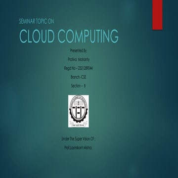 The project title is CLOUD COMPUTING. Pptx