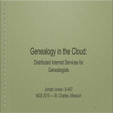 Genealogy in the Cloud - NGS 2015