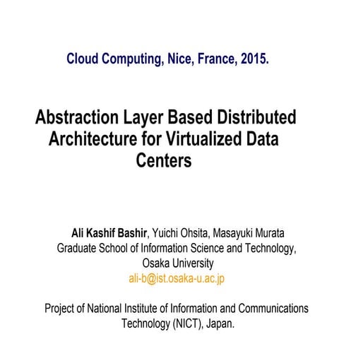 A distributed virtual architecture for data centers