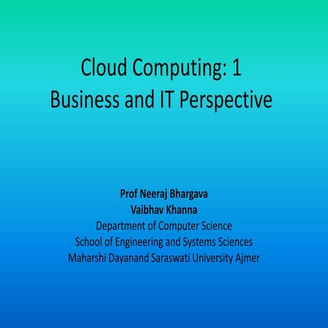 Cloud computing 2 business perspective of cloud computing