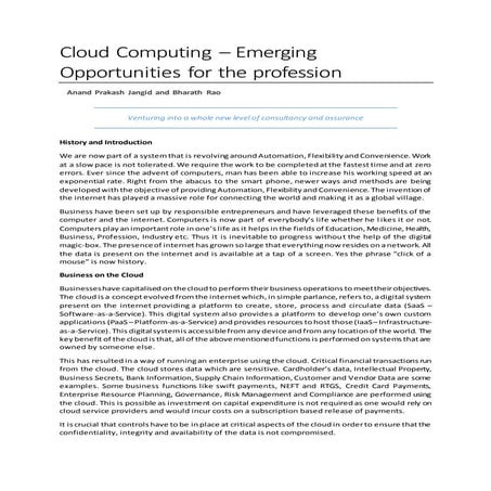 Cloud Computing - Emerging Opportunities in the CA Profession