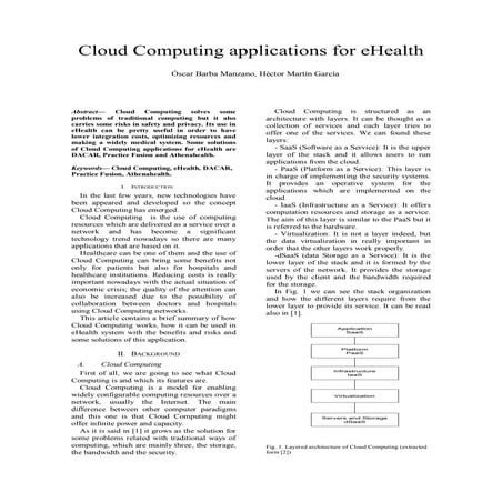 Cloud computing applications for e health