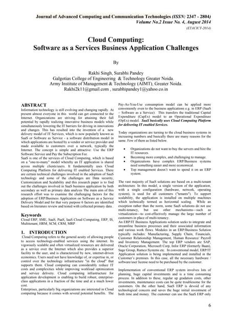 Cloud computing a services business application challenges