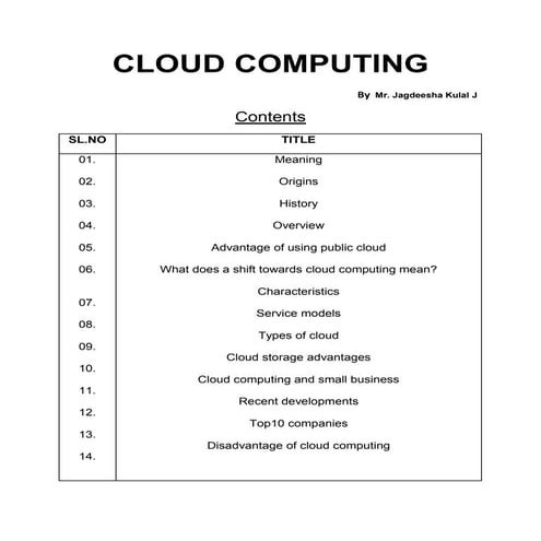 Jagadeesha kulal J - Cloud computing 