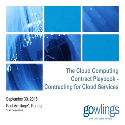 The Cloud Computing Contract Playbook - Contracting for Cloud Services, Sept. 30