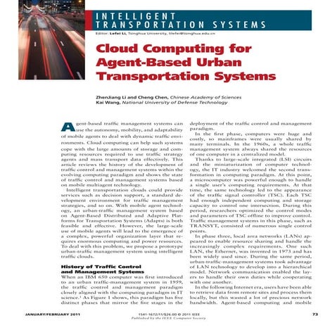 Cloud computing for agent based urban transportation systems