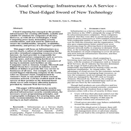 Cloud computing & IAAS  The Dual Edged Sword of New Technology 