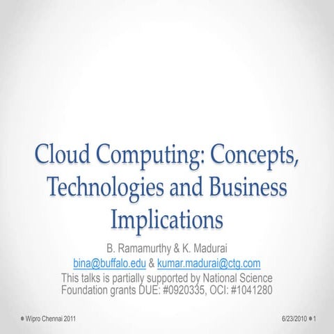 Cloud Computing: Concepts, Technologies and Business Implications | PPT