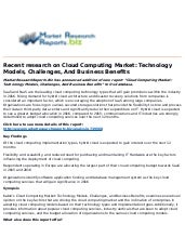 Cloud computing market: technology ...