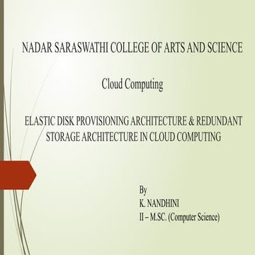 Elastic disk provisioning architecture & redundant storage architecture in cl...