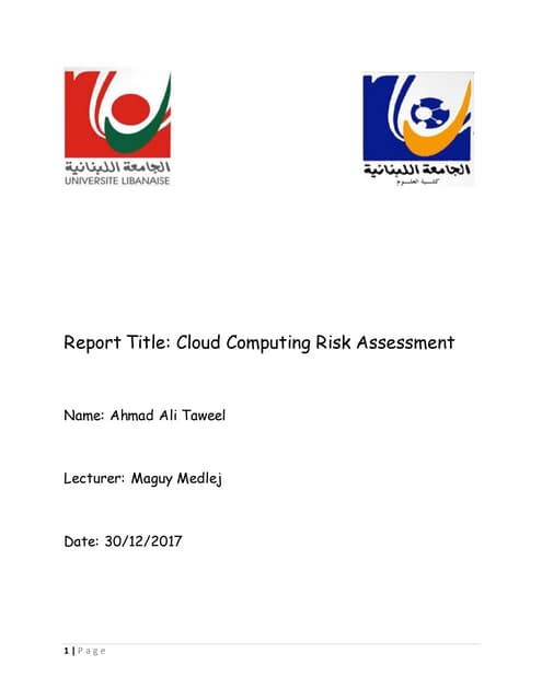 Cloud computing risk assesment report