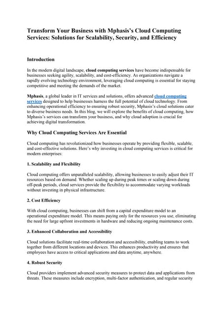 What Are Managed Cloud Migration Services and Why Are They Important? | PDF