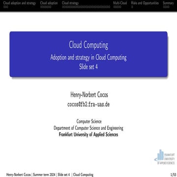 Comprehensive Cloud Adoption and Strategy for Business Success | PDF