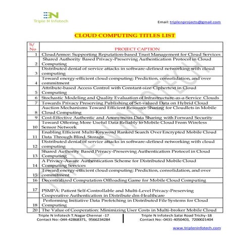 Cloud computing titles list dream web techno solutions