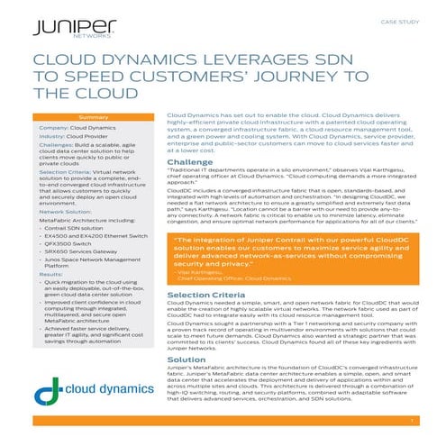 Cloud Dynamics levearges SDN to speed customers journey to the Cloud - Case S...