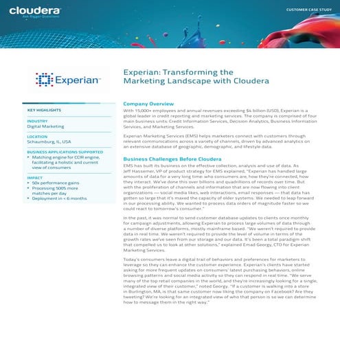 Cloudera case study_experian