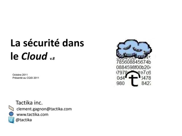 La sécurité et le Cloud Computing