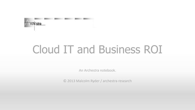Cloud IT and Business ROI