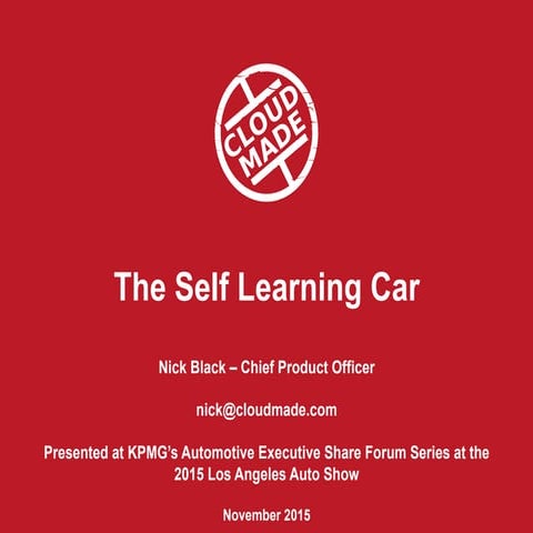 CloudMade and the Self Learning Car
