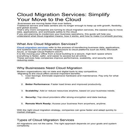 Top Cloud Migration Services for Digital Growth