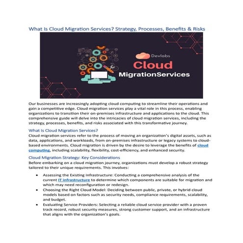 Cloud Migration Services | Strategy, Processes, Benefits & Risks