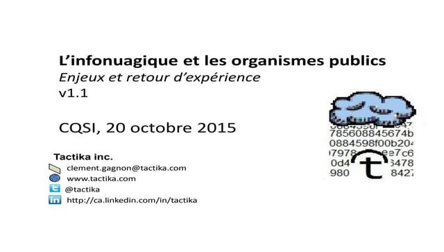 L'infonuagique et les organismes publics