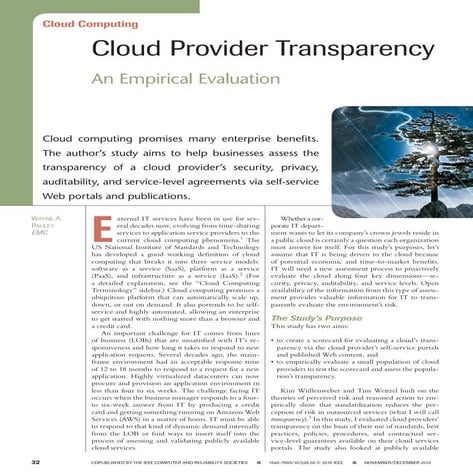 Cloud provider transparency