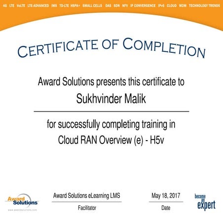 Cloud ran overview certificate of completion
