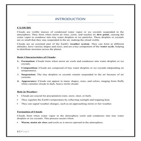Clouds || Climatology Assignment || Geology
