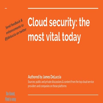 Cloud security - the most vital today for your business and product that uses...