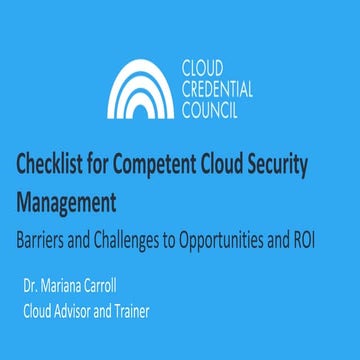 Checklist for Competent Cloud Security Management