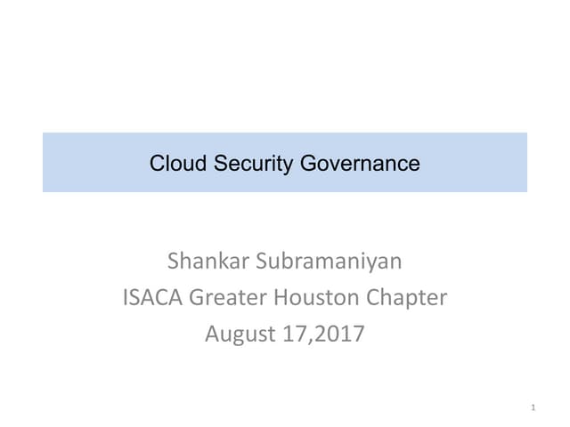 Cloud Security Governance