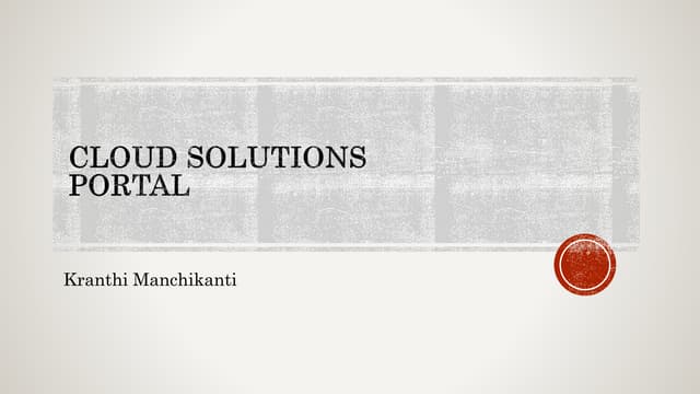 Cloud solutions portal