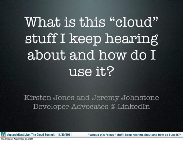 PHP Architect Virtual Cloud summit