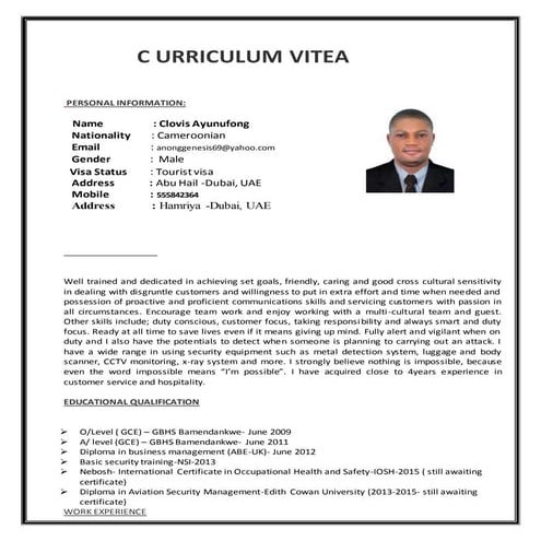Clovis security cv update | DOCX