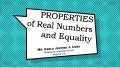 Properties of Real Numbers and Equality - Mathematics 8 (3rd Quarter)
