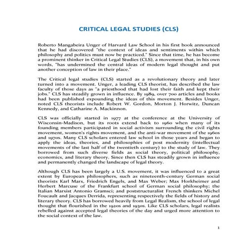 Critical Legal Studies (CLS) Defined