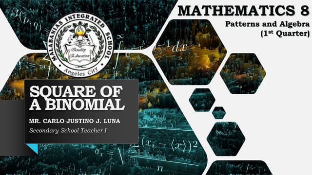 Square of a Binomial (Special Products)