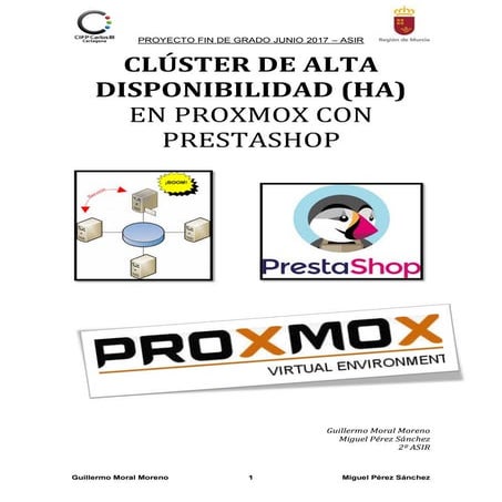 PROYECTO ASIR - Clúster de Alta Disponibilidad en Proxmox VE 4.4 | PDF