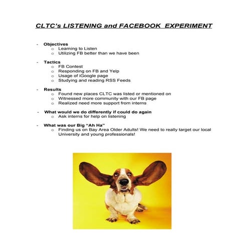 Cltc's listening experiment break down