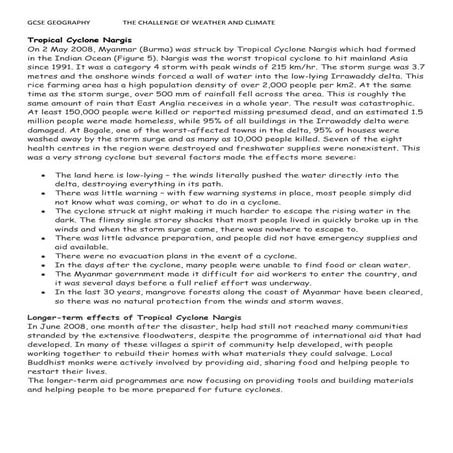 Cyclone Nargis Factsheet