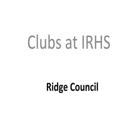 Clubs at irhs