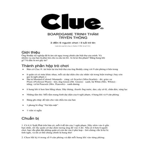 [BoardgameVN] Luật chơi Cluedo | PDF