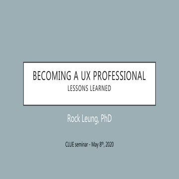 Becoming a UX Professional: Lessons learned