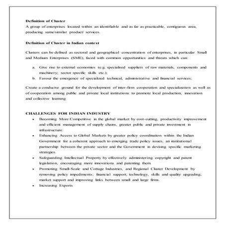 Cluster development in india final