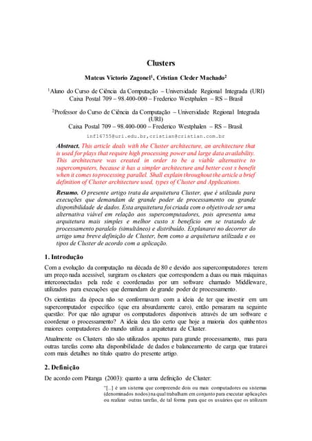 Clusters, o que é?