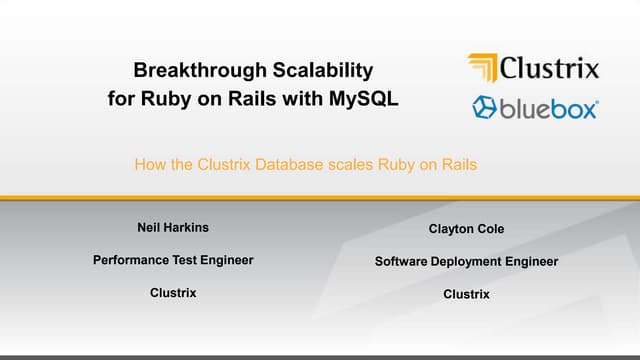 Clustrix Database Percona Ruby on Rails benchmark