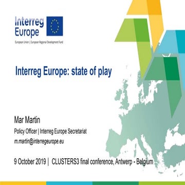#TCI2019 Clusters3 Final Conference - Interreg Europe: state of play