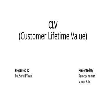 Customer life time value where total revernue from