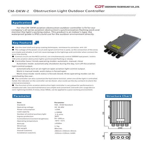 CM-DKW-Z Controllers for LED Obstruction Lights & Obstacle Lighting (Aircraft Warning Lights), with fault monitoring, flash and photocell